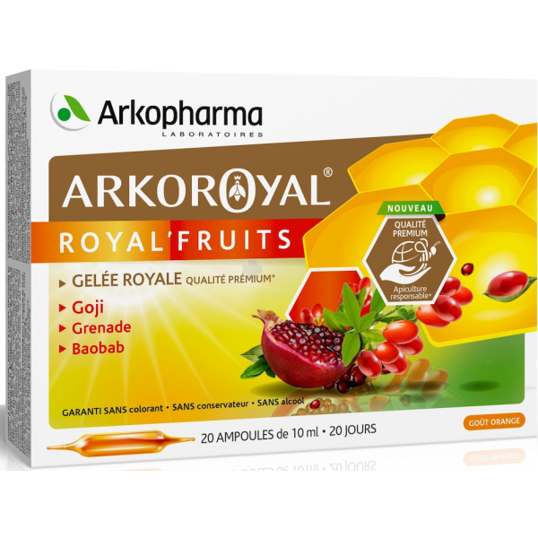 Arkoroyal Royal'Fruits Gelée Royale Arkopharma - 20 Ampoules