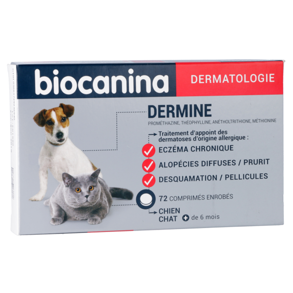 Dermine Soin dermatologique pour chien et chat Biocanina - 72 comprimés